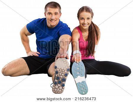 Young couple beautiful happy human female clothing