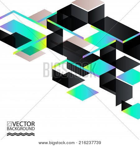 Abstract digital Memphis style geometric trendy background. With place for your message. Business or tech presentation cover template. eps10