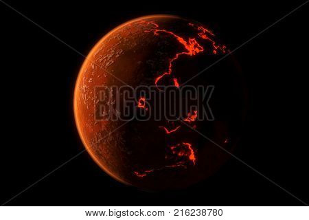 This image represent a generic volcanic planet or earth formation. It is a realistic 3d rendering