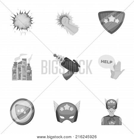 Shield, protection, superman, and other  icon in monochrome style.Opportunities, assistance, rescue icons in set collection.