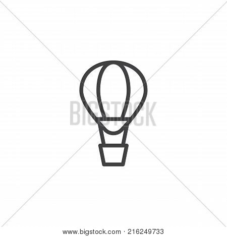 Hot air balloon line icon, outline vector sign, linear style pictogram isolated on white. Airballoon adventure fly trasnport symbol, logo illustration. Editable stroke