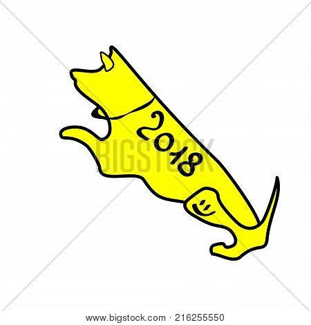 The dog-a symbol of the New year 2018, Chinese year of the yellow earth dog. Sits. Pet and Guard dog, loyal friend of man.