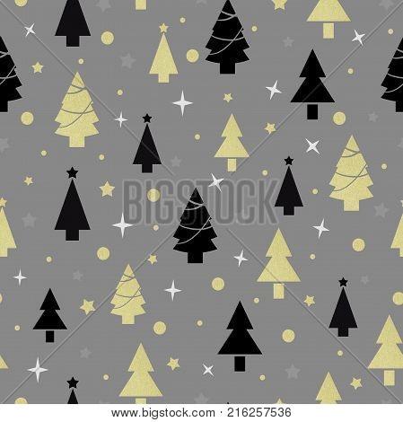 Christmas New Year seamless pattern with christmas tree. Holiday background.