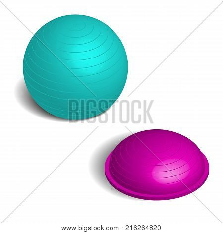 Sports equipment item. Fitball element design for gym and fitness isolated on white background. 3D isometric style vector illustration.