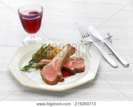 roasted rack of Lozere lamb