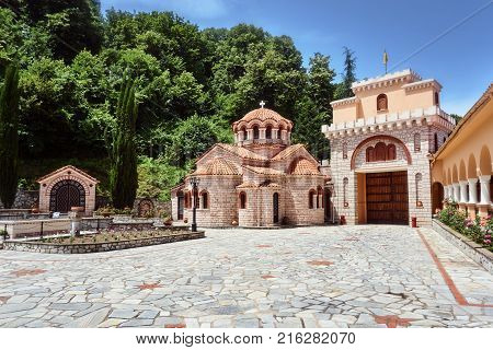 Courtyard Orthodox Monastery of Saint Dimitrios in Greece