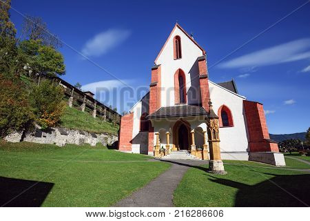 Parish church of St Matthew, built in 13 century. Historical town center of Murau. Federal state of Styria, Austria.