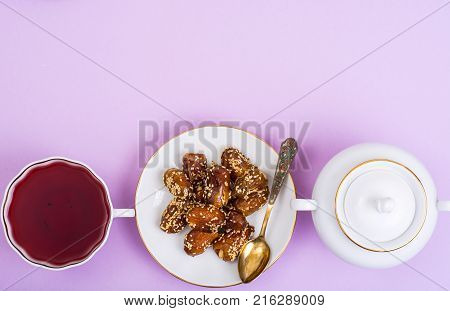 Phoenix Dactylifera Fruits with Nuts. Studio Photo