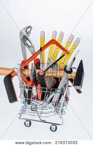 tool in a shopping cart
