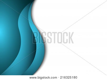 Blue wave abstract background design shadow effect