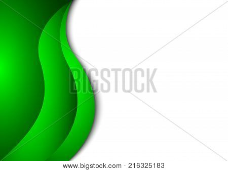 Green wave abstract background design shadow effect