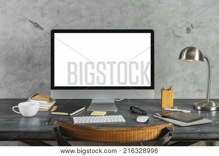 Light Office Desktop With Clean Laptop Screen