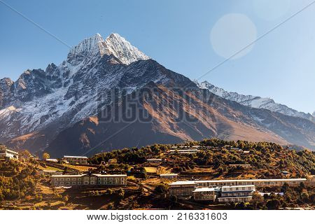 Namche Bazaar aerial view, Everest trek, Himalaya, Nepal