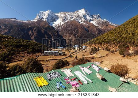 Namche Bazaar aerial view, Everest trek, Himalaya, Nepal