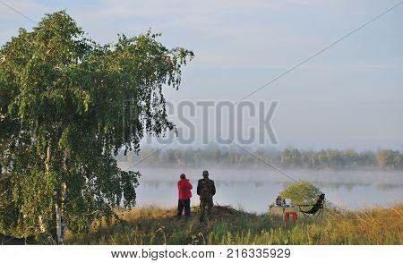 Morningg on the river Irtysh Omsk region Siberia Russia
