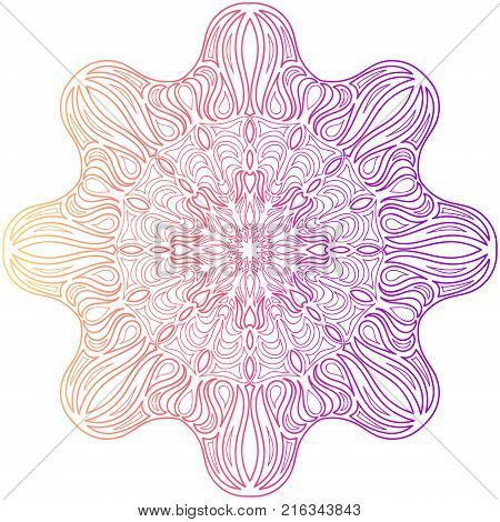 Ethnic colorful floral mandala. Vintage decorative elements. Decor for your designlace ornament. Oriental pattern vector illustration. Islam arabic indianturkish pakistan chinese ottoman motif