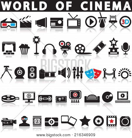 Cinema, film and movie icons. Vector icon set