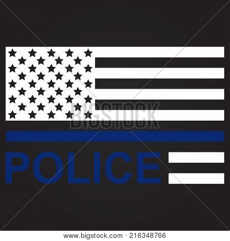 Blue Lives Matter Flag. Police USA falg