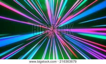 Abstract blue-pink jump in time spacewarp spin