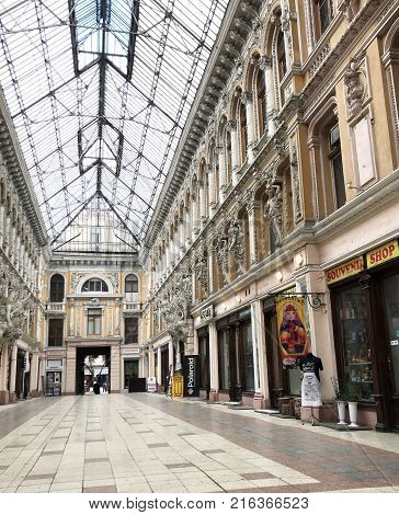 Odessa Ukraine - November 17 2017: Deribasovskaya Street Big Moscow Hotel. Deribasovskaya Street Is 