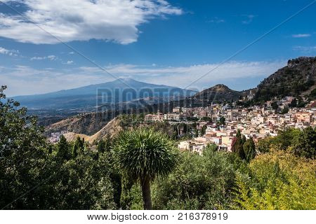 View To Etna Over Taormina In Sizily