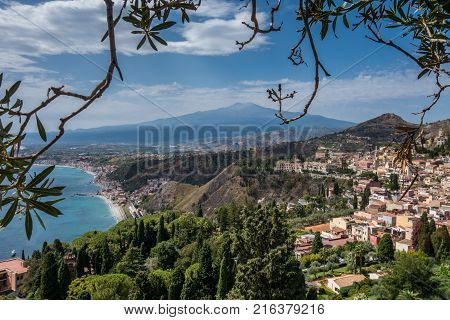 View To Etna Over Taormina In Sizily