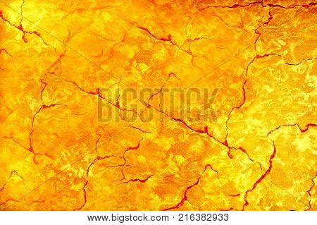 Abstraction lava of fiery yellow-red color with dark red convolutions. Very hot color. Background texture.