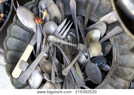 TEL AVIV-JAFFA, ISRAEL - 24 NOVEMBER 2017:Street flea market of old things and antiques in the old district of Tel Aviv