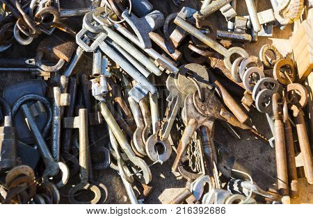 TEL AVIV-JAFFA, ISRAEL - 24 NOVEMBER 2017:Street flea market of old things and antiques in the old district of Tel Aviv