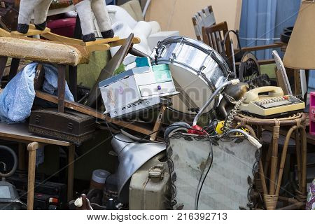 TEL AVIV-JAFFA, ISRAEL - 24 NOVEMBER 2017:Street flea market of old things and antiques in the old district of Tel Aviv