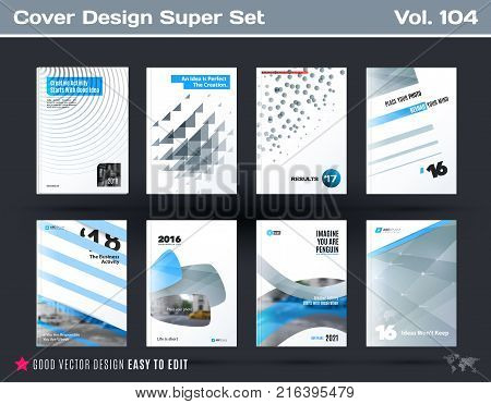 Set of design of business vector template, brochure, abstract annual report, cover, flyer in A4 with olourful round, soft, triangular shapes, abstract lines for finance, teamwork with background.