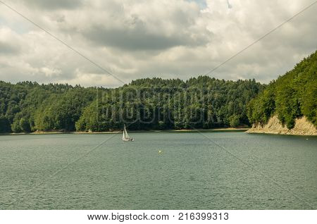 Lake Solina in Bieszczady mountains. Polish landscape