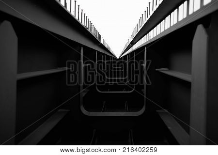 Inside Bridge Construction black and white photo long distance