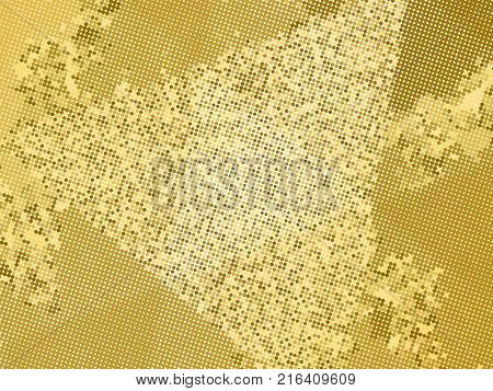 Gold sequins texture. Abstract halftone background. Vector golden pattern of round elements