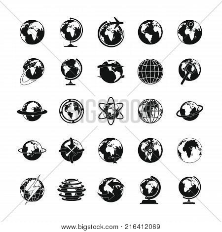 Globe Earth icons set. Simple illustration of 25 Globe Earth vector icons for web