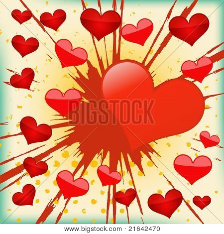 Vector baggrund af eksplosion hjerte.