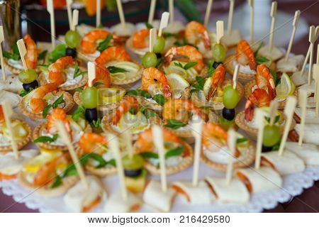 Appetizer small  canapes for a light reception
