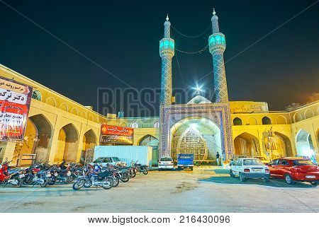 The Entrance Portal To Hazayer Mosque In Yazd