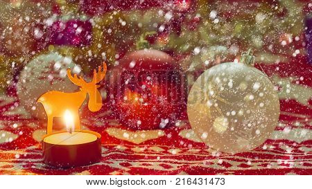 christmas new year snow concept. Happy holiday and celebration.  Christmas or xmas tree decoration.