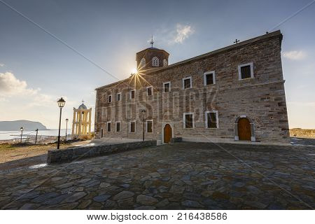 Agios Nikolaos church in Psara village in Greece.