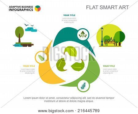 Three options process chart slide template. Business data. Plant, step, design. Creative concept for infographic, project. Can be used for topics like nature, botany, biology.
