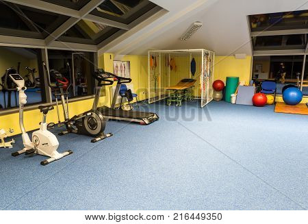 WISLA POLAND - OCTOBER 23 2105: Gym and fitness room at the rehabilitation center for the disabled in Wisla Poland