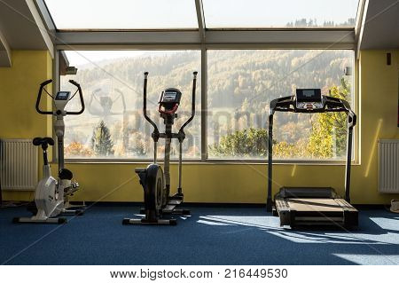 WISLA POLAND - OCTOBER 23 2105: Gym and fitness room at the rehabilitation center for the disabled in Wisla Poland