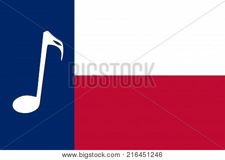 The flag of the USA state of TEXAS with a mucical note
