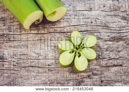 Unusual Asian Edible Plant. Porous Inside. Vietnamese Lulis Eat