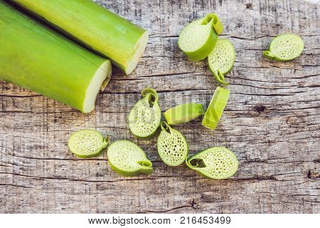 Unusual Asian Edible Plant. Porous Inside. Vietnamese Lulis Eat
