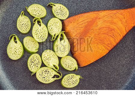 Unusual Asian Edible Plant. Porous Inside. Vietnamese Lulis Eat