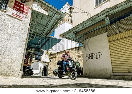 Sousse.Tunisia.24 may 2017.The inhabitants of Sousse in the narrow streets of the Medina old town