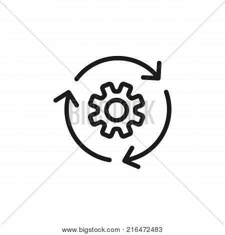Icon of setting program. Mechanism, circle, twisting, loading. Processing concept. Can be used for topics like investment, business, workflow
