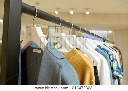 ROME, ITALY - CIRCA NOVEMBER, 2017: Celine clothing on display at a second flagship store of Rinascente in Rome.